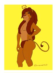 anthro ass clothing disney felid fur girly hair hi_res lion lovemet123_(lovemet_room) male male_focus male_only mammal pantherine red_eyes red_hair simba smile solo solo_focus tail_tuft the_lion_king thick_thighs thong tuft underwear yellow_body yellow_fur