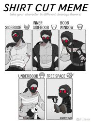 bandages black_jacket hank_j._wimbleton ma17_md madness_combat male male_breasts male_only muscular muscular_male pistol red_glasses reupload shirt_cut_meme six_pack tank_top_up