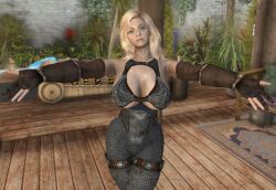 armor big_ass big_breasts bikini_armor blonde_hair blue_eyes dommy_mommy elf_orc_lunaire glasses huge_ass huge_breasts large_ass large_breasts offering_hug rebecca_(original_character) seductive skyrim tagme the_elder_scrolls