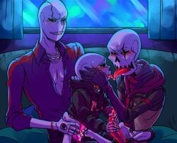 2d 3boys amortem-kun animated_skeleton bigger_dom brothers cum ectopenis ectotongue gaster gaster_au gay incest indoors male male_only papyrus papyrus_au red_eyes red_penis sans sans_au sex skeleton smaller_sub tagme underfell underfell_gaster underfell_papyrus underfell_sans undertale undertale_(series) undertale_au