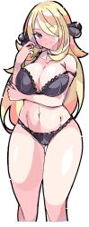 1girls 2022 blonde_hair bra breasts cleavage cynthia_(pokemon) enpe female female_only hair_over_one_eye hips huge_breasts light-skinned_female light_skin long_hair nintendo panties pokemon pokemon_dppt slim_waist thick_thighs thighs wide_hips