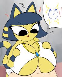 1boy 1girls animal_crossing ankha ankha_(animal_crossing) astrolonaut big_breasts breasts female male nintendo paizuri titjob