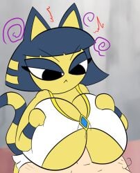 1boy 1girls animal_crossing ankha ankha_(animal_crossing) astrolonaut big_breasts breasts female male nintendo paizuri titjob