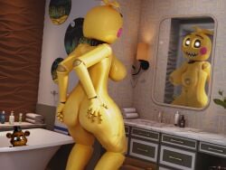 3d chica_(fnaf) five_nights_at_freddy's fnaf freddy_(fnaf) mirror super_elon