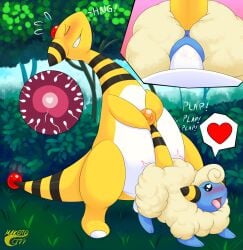 ampharos blush bovid caprine digital_media_(artwork) duo female female_penetrated feral generation_2_pokemon genitals hi_res impregnation makoto177 male male/female male_penetrating male_penetrating_female mammal mareep nintendo open_mouth ovum penetration penis pokemon pokemon_(species) pussy sex sperm_cell text tongue tongue_out vaginal_penetration vaginal_penetration video_games yellow_body