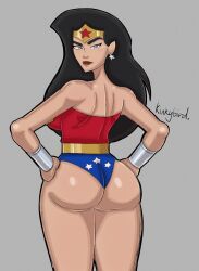 1girls 2022 amazon artist_name ass backboob bare_shoulders big_ass big_breasts black_hair blue_eyes dc_comics dcau female female_only justice_league justice_league_unlimited kinkybird light-skinned_female light_skin looking_at_viewer looking_back rear_view solo solo_female solo_focus star_earrings thick_lips thick_thighs wide_hips wonder_woman wonder_woman_(series)