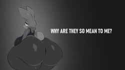 16:9 4k absurd_res anthro arizonathevixen ass big_ass big_breasts big_butt bottomwear breasts bubble_ass bubble_butt butt clothed clothing curvy_figure digital_media_(artwork) disney ears_up english_text everyone_is_so_mean_2_me female frown fur gigantic_ass gigantic_butt gradient_background greyscale greyscale_background half-closed_eyes hi_res huge_ass huge_breasts huge_butt huge_thighs hyper hyper_bimbo hyper_butt hyper_hips hyper_thighs judy_hopps judy_hopps_allegation_challenge lagomorph large_breasts leporid long_ears mammal massive_ass massive_breasts meme monochrome narrowed_eyes pants police_officer police_uniform policewoman question_mark rabbit sad sagging_breasts scut_tail shirt short_tail simple_background solo text thick_thighs topwear uniform vest voluptuous wide_hips widescreen zootopia