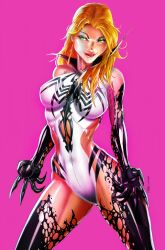 1girls 2022 big_breasts blonde_hair curvaceous curvy_body curvy_female curvy_figure female female_only gwen_stacy gwenom hairband jamie_tyndall long_hair looking_at_viewer marvel marvel_comics solo spider-man_(series) straight_hair symbiote venom_(marvel) voluptuous voluptuous_female