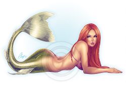 1girls ariel bad_girl big_breasts bulging_breasts curvaceous curvy_body curvy_female curvy_figure disney disney_princess elias_chatzoudis green_tail jpeg long_hair mermaid mermaid_tail milf red_hair seductive_eyes seductive_look signature solo_female tagme the_little_mermaid voluptuous_female watermark