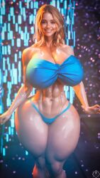 3d abs aero3dx bikini blonde_hair huge_breasts mirage3dx shiny_skin smile tagme thick_thighs