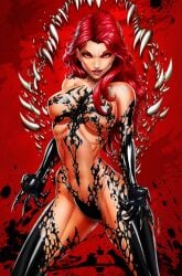 1girls 2022 ahe_gao big_breasts curvy curvy_female female female_focus female_only jamie_tyndall long_hair looking_at_viewer marvel mary_jane_watson red_hair spider-man_(series) symbiote venom venom_(marvel) voluptuous_female