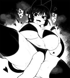 big_breasts blush breasts cat_ears choker ginku_mh heart horny huge_breasts imminent_sex kemonomimi micro_bikini open_mouth pointy_ears rin_kaenbyou smile tail thighhighs touhou