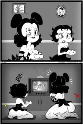 2022 2girls 5_fingers 5_toes beppi_the_clown betty_boop betty_boop_(series) big_ass big_breasts black_and_white black_dress black_eyes black_hair black_lipstick blush bouncing_ass clothing crossover cuphead_(game) cute dildo dildo_riding dress earrings electronics eyeshadow female female_only fleischer_studios framed_picture game_controller gloves grey_eyeshadow hair_buns hairbuns heart hoop_earrings human joaoppereiraus koko_the_clown lipstick mofetafrombrooklyn multitasking mysteryfanboy718 nestor_the_rabbit no_panties original_character pac-man_eyes pale_skin picture_frame playing_video_game playing_videogame public_domain reverse_cowgirl_position riding sally_mcboing sex_toy sideboob sitting_on_dildo star stars television vaginal vaginal_insertion vaginal_object_insertion vaginal_penetration white_body white_gloves white_skin