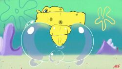 anal animated asshole backsack blaze_(artist) bubble_buddy gay smooth_skin spongebob_squarepants spongebob_squarepants_(character) underwater unseen_male_face yaoi