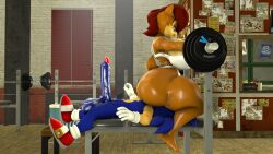 3d blueapple bra chipmunk eulipotyphlan facesitting ground_squirrel gym hedgehog huge_ass huge_cock mammal panties rodent sally_acorn sciurid sega sonic_(series) sonic_the_hedgehog sonic_the_hedgehog_(series) thick_thighs underwear