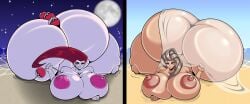 anal_beads ass attackheat beach breasts day hyper hyper_ass jessie_(pokemon) looking_at_viewer night nipples pokeball pokemon pokemon_sv professor_sada_(pokemon) thick_thighs wide_hips