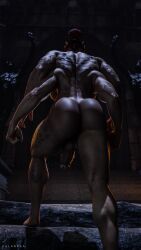 1futa 3d ass back back_view big_ass big_penis blender futa_only futanari mortal_kombat mortal_kombat_11 muscular_futanari sheeva sheeva_(mk11) shokan solo valadasa