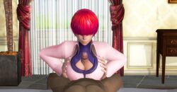 3d absurd_res artist_request breast_grab breasts dark-skinned_male dark_skin female hi_res king_of_fighters male paizuri paizuri_under_clothes penis pov red_hair shermie_(kof) snk snk_heroines:_tag_team_frenzy source_request white_female xnalara