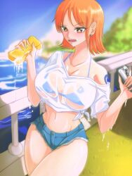 big_breasts female female_only nami one_piece opalisart orange_hair pre-timeskip short_hair solo_female