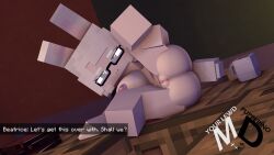 1girls 3d beatrice_(fedolphin) big_ass breasts bunny_girl classroom erect_nipples fedolphin female female_only glasses gray_eyes looking_at_another looking_at_viewer milf mine-imator minecraft nude_female pussy rabbit_ears solo spread_legs tagme white_hair