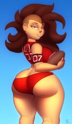 1girls armband ass ass_cleavage ass_focus athletic athletic_female big_ass big_breasts breasts brown_hair bubble_butt butt_crack crop_top dat_ass female female_only football frostbiteboi half-closed_eyes huge_ass large_ass looking_at_viewer looking_back lynn_loud n-kosi n-kosi_(coloring) pawg shorts smile solo the_loud_house thicc-verse thick_ass thick_thighs wide_hips