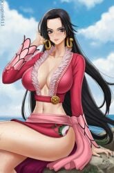 big_breasts boa_hancock dark_hair empress female female_only kyopink light-skinned_female long_hair one_piece pale-skinned_female solo solo_female