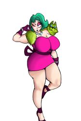 big_ass big_breasts brawl_stars breast_grab clothing green_hair huge_ass huge_breasts huge_legs lola_(brawl_stars) video_games white_background