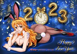 1girls 2023 ass big_ass big_breasts breasts bunny_ears bunnysuit cleavage dat_ass female female_only fishnets happy_new_year high_heels looking_at_viewer nami on_side one_piece post-timeskip raida_(j5einmnjp3r49k6) seductive solo