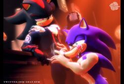 3d_(artwork) anthro blue_body bodily_fluids cum digital_media_(artwork) drunk duo english_text eulipotyphlan fur genital_fluids genitals hedgehog hi_res loafsfm male male/male male_only mammal nude penis red_body red_fur sega shadow_the_hedgehog sonic_(series) sonic_the_hedgehog sonic_the_hedgehog_(series) substance_intoxication text watermark