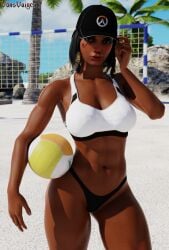 1girls 3d abs absurd_res absurdres baseball_cap beach big_breasts bikini bikini_bottom bikini_top black_hair black_hat blizzard_entertainment breasts brown_eyes busty child_bearing_hips dark-skinned_female dark_skin egyptian fareeha_amari female female_focus female_only fit fit_female fully_clothed hat_tip high_resolution highres hips holding_ball large_breasts looking_at_viewer medium_hair navel overwatch overwatch_2 palm_tree pharah sand shoulder_length_hair smile solo solo_female solo_focus swimsuit tagme thick_thighs thighs thong thong_bikini tipping_hat toned toned_arms toned_body toned_female toned_stomach tree tropical volleyball volleyball_(ball) volleyball_net vonsvaigen white_bikini_bottom white_bikini_top