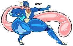 1girls 2022 anthro anthro_only artist_name big_breasts blue_bodysuit bodysuit breasts cleavage curvaceous curvy curvy_figure dark-skinned_female dark_skin english_text female female_focus gigantic_thighs gijinka gren_(zoruadrawsstuff) greninja huge_breasts huge_thighs humanized humanized_pokemon large_breasts mature_female ninja oc original original_character pokemon pokemon_(species) pokemon_xy shuriken solo solo_focus text thick_thighs white_background wide_hips zoruadrawsstuff