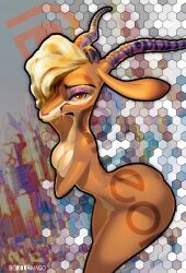 1girls 2020 2020s absurd_res absurdres antelope anthro ass blonde blonde_female blonde_hair blonde_hair_female borotamago bovid bovine breasts building butt disney female female_focus female_only gazelle gazelle_(zootopia) hair hi_res horns mammal medium_breasts nude nude_female orange_eyes solo solo_female solo_focus zootopia