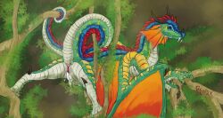 cum cum_in_pussy cum_inside dragon female glory_(wof) looking_back membrane_(anatomy) membranous_wings multicolored_body pussy rainwing_(wof) spread_pussy western_dragon wings wings_of_fire