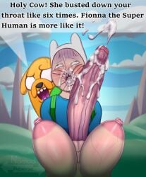 1futa 2boys adventure_time after_oral after_sex ahe_gao ahegao background backpack bag big_breasts big_penis canine cartoon_network cum cum_in_mouth cum_inside cumshot dialogue eyes_rolling_back faceless faceless_character faceless_futanari finn_the_human fionna_the_human_girl foreskin futa_on_male futanari headwear human intersex jake_the_dog light-skinned_futanari light_skin male nomad_reverse pale_skin tagme uncut veiny_penis watermark