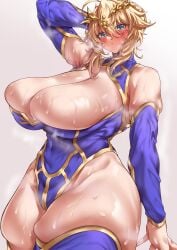 1girls artoria_pendragon artoria_pendragon_(lancer) big_breasts big_thighs blonde_hair blush breasts busty cleavage crown fate/grand_order fate_(series) female female_only gigantic_breasts huge_breasts huge_thighs large_breasts large_thighs massive_breasts massive_thighs sawayuzu thick_thighs thighs wide_thighs