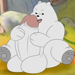 anthro balls big_balls big_penis bodily_fluids camp14 cartoon_network chubby_male fur genital_fluids genitals hi_res huge_balls huge_cock humanoid_genitalia hyper hyper_balls hyper_genitalia hyper_penis ice_bear leaking_precum licking looking_at_viewer male male_only mammal open_mouth open_smile oral paws penile penis penis_lick polar_bear precum sex sitting smile solo spread_legs spreading tongue tongue_out ursid ursine we_bare_bears white_body white_fur