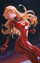 1girls asuka_langley_sohryu auburn_hair blue_eyes blush bodysuit curvaceous curvy_body curvy_female curvy_figure female_only latex_suit lcl long_hair mhk_(mechamania) neon_genesis_evangelion orange_hair plugsuit rebuild_of_evangelion red_suit seductive_eyes seductive_look skin_tight solo solo_female tagme teenage_girl teenager torn_clothes voluptuous voluptuous_female