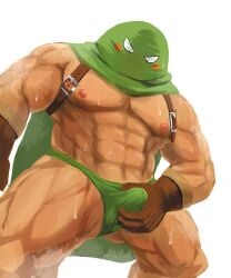 balls bara bulge bulge_grab cape dragon_quest gawein-dragon gloves kandar male male_only mask masked muscles muscular penis solo solo_male sweaty underwear