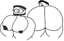 animate_inanimate ass big_ass big_breasts big_thighs black_nipples breasts female hips huge_ass huge_breasts huge_hips looking_back object_head oreo smiling tagme theslashfive thighs