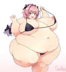 ambiguous_gender androgynous astolfo_(fate) belka_dog big_belly big_breasts bikini bikini_bottom bikini_lift bikini_pull bikini_top black_bikini bra braid busty_boy chubby chubby_male cuccoking fat fat_ass fate/grand_order fate_(series) femboy girly huge_moobs hyper_ass hyper_belly hyper_breasts hyper_butt hyper_fat hyper_thighs looking_at_viewer male male_only male_with_breasts moobs obese overweight overweight_male panties pink_eyes pink_hair solid_color_background watermark weight_gain white_background