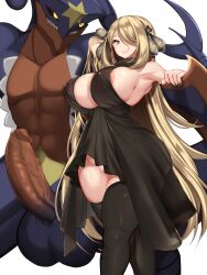 1boy 1girls 1pokemon areola_slip areolae armpits balls big_balls big_breasts big_penis big_testicles blonde_hair breasts censored condom_in_hair cynthia_(pokemon) erection game_freak garchomp hair_ornament heart-shaped_pupils huge_breasts huge_cock humanoid_penis kawahagitei large_penis larger_male legwear mega_evolution mega_garchomp mosaic_censoring nintendo nipple_bulge no_panties penis pokémon_(species) pokemon pokemon_(game) pokemon_(species) pokemon_dppt size_difference smile standing testicles thick_thighs thighhighs thighs transparent_clothing veiny_penis voluptuous wide_hips