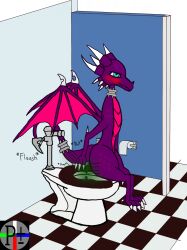 activision anthro bathroom blush blushing_profusely courtesy_flush cynder doorless_stall dragon embarrassed fart fart_cloud feces female feral floor flush flushing hi_res logo perspectivezero public_restroom restroom_stall scat scat smelly solo spyro_the_dragon tile tile_floor toilet toilet_bowl toilet_paper toilet_use turds video_games