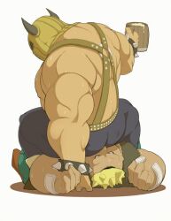 artist_request ass bara beverage bracelet clothing dragon_quest drink facesitting gay harness horns male male_only mask masked muscles muscular sweaty thug_(dragon_quest) yangus yaoi