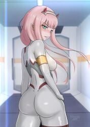 1girls big_breasts breasts chascoby darling_in_the_franxx latex solo zero_two_(darling_in_the_franxx)