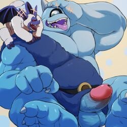 balls bara big_balls big_penis boner cyclops cyclops_(dragon_quest) dragon_quest erection gay hand_on_head male male_only muscles muscular othukimi penis spread_legs