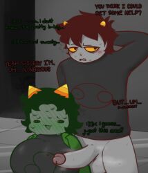 ! 1girls 2022 2boys :3 balls being_watched big_breasts big_penis blush blushing_profusely bodily_fluids breasts clothing coat dialogue duo erection female genitals green_hair grey_background grey_skin hair heart hi_res homestuck horns huge_breasts imminent_sex karkat_vantas male male/female ms_paint_adventures nepeta_leijon open_mouth partially_clothed penis red_hair short_hair shy simple_background size_difference steam straight sweat sweaty_balls sweaty_genitalia sweaty_penis tavros_nitram text topwear troll webcomic webcomic_character yellow_eyes zlut385