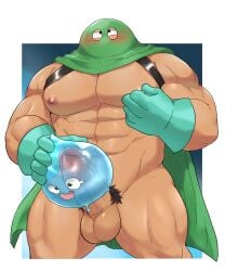 balls bara boner cape dragon_quest erection gay gloves kandar male male_only mask masked muscles muscular o-ro penetration penis pubic_hair slime_(dragon_quest) slime_penetrated solo solo_male yaoi