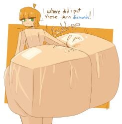 alex alex_(minecraft) blocky_anatomy blocky_body bubble_ass bubble_butt butt_digging minecraft minecraft_(series) minecraft_skin square_body sweaty_ass sweaty_butt tagme text zeraniumz