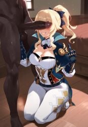 ai_generated big_breasts breasts cock_hungry cock_worship dark-skinned_male genshin_impact jean_gunnhildr male penis samsara_ai sluts
