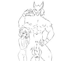 1boy 1girls balls bara canine corno feline female furry jackal jackalman male muscles thundercats touhou yaoi